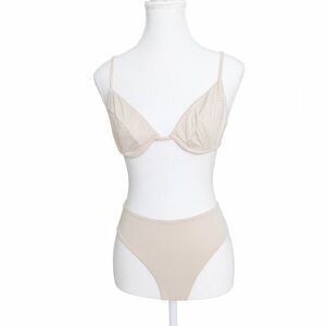 Revolve MYRASWIM Jardin Bikini Set Ivory Medium Underwire Top High Cut NWT